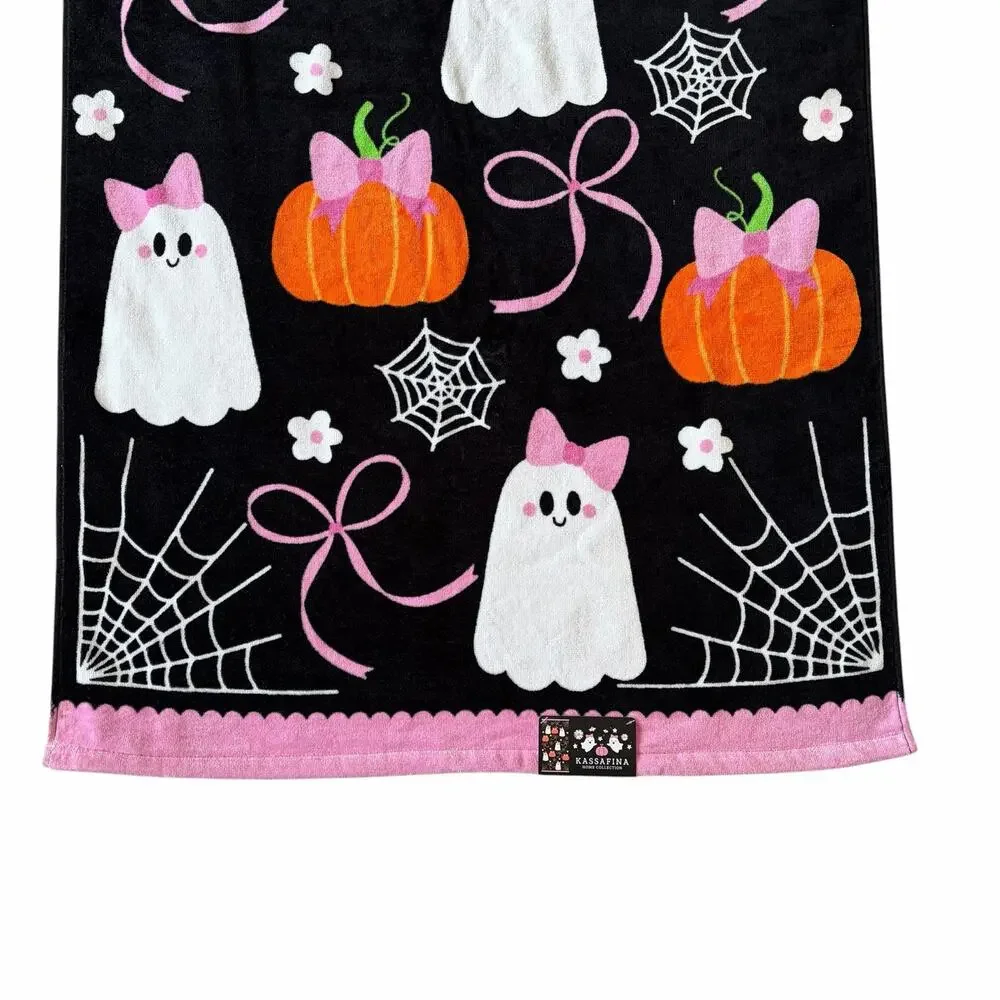 4pc Kassafina Coquette Halloween Towel Set- 2 Hand 2 Bath 100% Cotton NEW